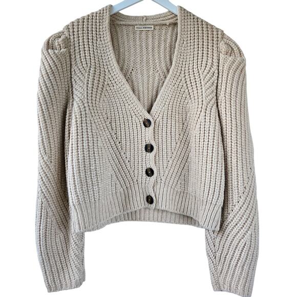Ulla Johnson Alpaca Blend Chunky Knit Cardigan Sweater Women Sz Medium Cream EUC - Picture 3 of 16